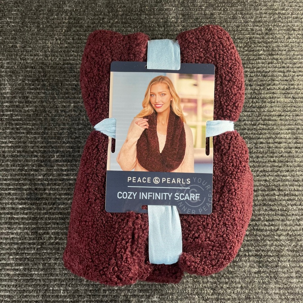 Peace & Pearls Cozy Infinity Scarf Wine‎ Tasting Plush Soft Sherpa